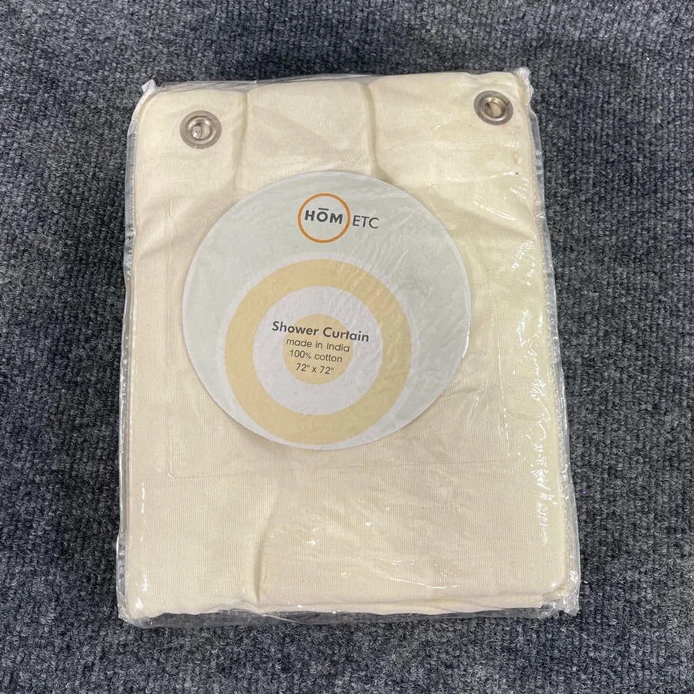 *NWT HOM ETC Beige 100% Cotton Shower Curtain - Picture 6 of 7